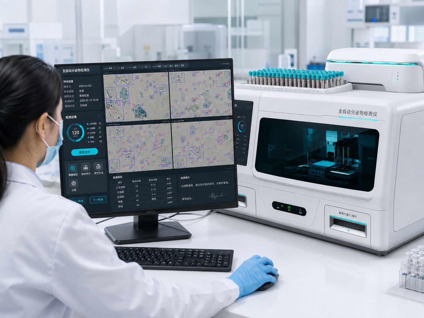 Analyzer with AI cell classification interface